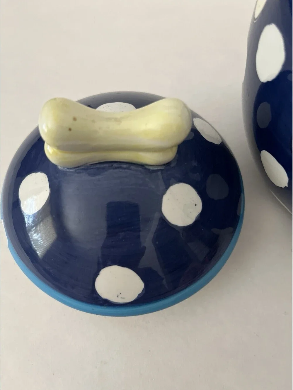 Hausenware Dog Treat Biscuit Bone Canister Cookie Jar Hand Painted Ceramic